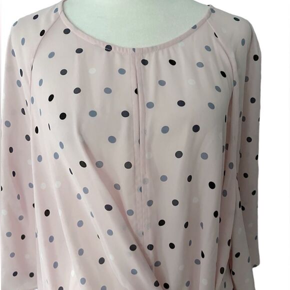 Lane Bryant light pink polka dot tie front tunic size 20 - Picture 2 of 9